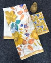MG 436 Plain Linen Flower Printed Daily Wear Sarees Wholesalers In Surat